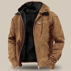 Arthur Hooded Canvas Jacket - Camel