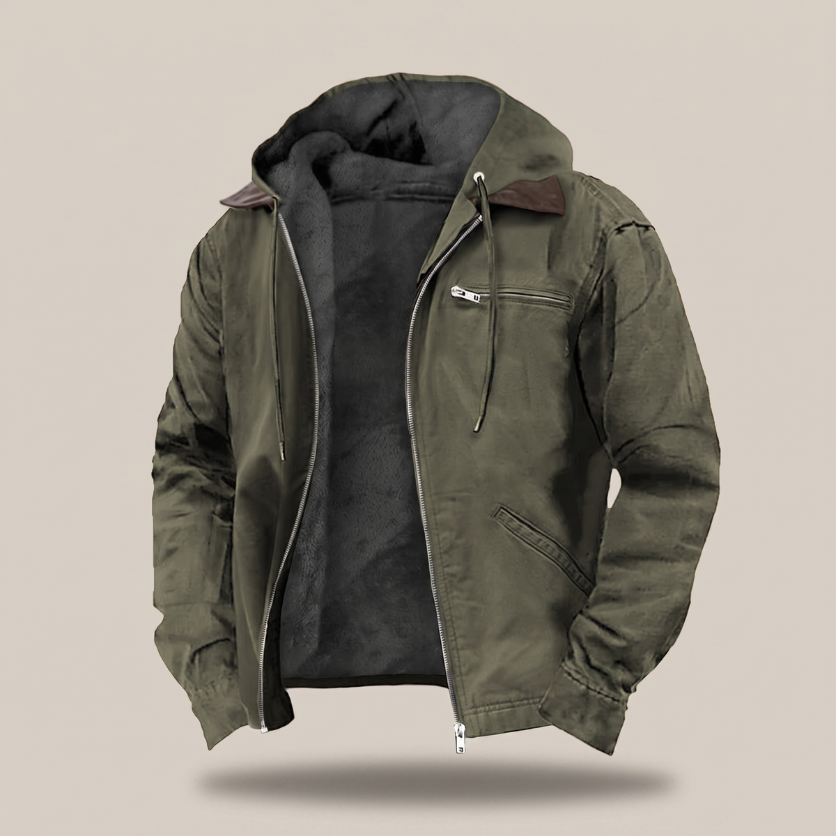 Arthur Hooded Canvas Jacket - Green