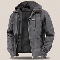 Arthur Hooded Canvas Jacket - Grey