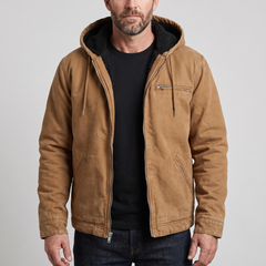 Arthur Hooded Canvas Jacket in Camel
